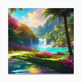 Waterfall In The Jungle 10 Canvas Print