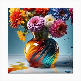 Colorful Flowers In A Vase 2 Canvas Print