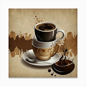 Coffee Cups And Saucers 1 Canvas Print