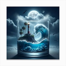 Lighthouse In A Glass 2 Canvas Print