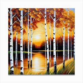 Sunset Birch Trees Canvas Print