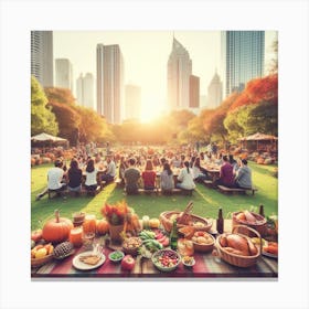 Thanksgiving At The Park Canvas Print