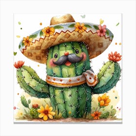 Lena1987 A Cute Cactus With A Sombrero And A Mustache Heart F B39f619c 15c7 456f 9a2b B362bc89769c 0 Canvas Print