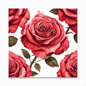 Red Roses Seamless Pattern Canvas Print