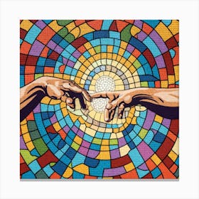 The Creation Of Adam Study in Mosaic Canvas Print