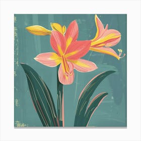 Amaryllis 1 Square Flower Illustration Canvas Print