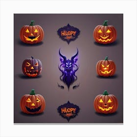 Happy Halloween Pumpkins Canvas Print