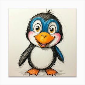 Penguin Drawing 2 Canvas Print