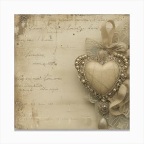 Shabby Chic Heart Canvas Print
