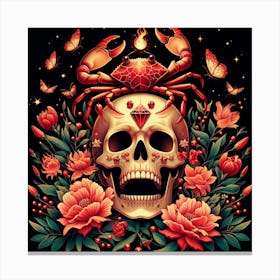 Skull With Flowers Canvas Print