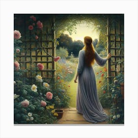 Woman In A Garden 7 Canvas Print