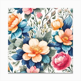 Watercolor Floral Pattern 1 Canvas Print