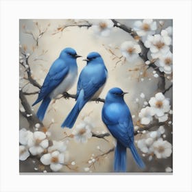 Bluebirds In Blossom Canvas Print