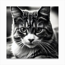 Black And White Cat 35 Canvas Print
