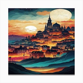 Cityscape At Night Canvas Print