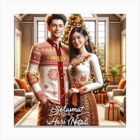 Couple Christmas Canvas Print