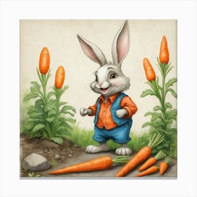 Rabbit With Carrots 46 Canvas Print