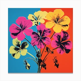 Andy Warhol Style Pop Art Flowers Geranium 3 Square Canvas Print