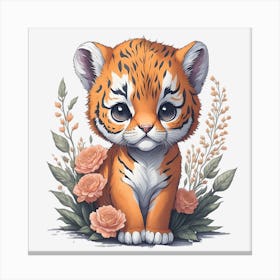 Floral Tiger 1 Canvas Print