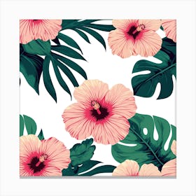 Hibiscus Flower Pattern Canvas Print