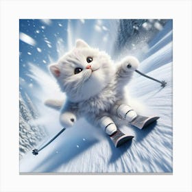 Cat On Skis 2 Canvas Print