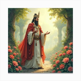 Majestic Lord In A Watercolor Radiant Garden 1 Canvas Print