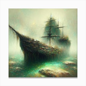 Ship In The Fog 3 Canvas Print