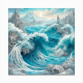 Atlantis sinking beneath the waves Canvas Print