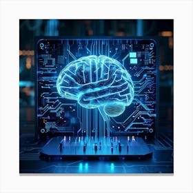 Abstract Illustration Of A Human Brain Replete With Circuit Lines And Integrated Chips Elements Rep (2) Canvas Print