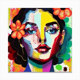 Woman With Flowers On Her Face 2 Canvas Print