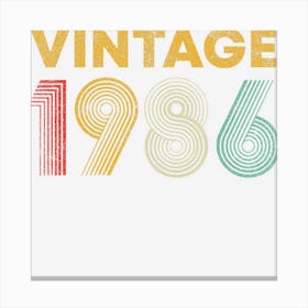 Vintage 1986 36th Birthday Gift Men Women 36 Years Old Canvas Print