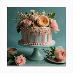 Cake With Flowers Canvas Print