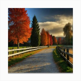 Autumn Trees On A Country Road Canvas Print