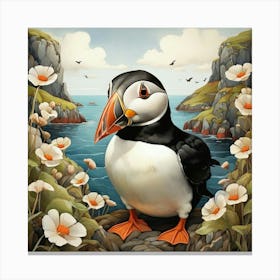 Puffin art print Canvas Print