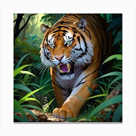 Tiger In The Jungle 3 Canvas Print