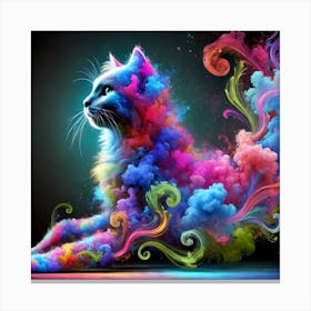 Colorful Cat Painting Canvas Print