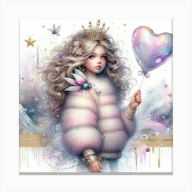 Girl With A Heart Balloon Canvas Print