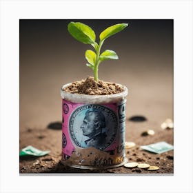 Plant in money Canvas Print