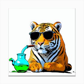 Tiger Smoking Marijuana Canvas Print