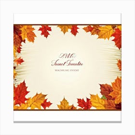 Autumnal Leaf Illustration One Central Maple Foliage Display Flanked By Smaller Elements Of Orange (6) Canvas Print