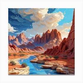 Desert Landscape Painting, wall art, painting design Canvas Print