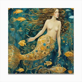 Mermaid in Style of Klimt Canvas Print
