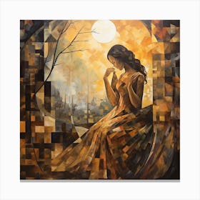 Woman In The Moonlight Canvas Print