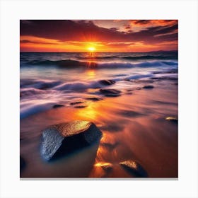 Sun Setting Over The Ocean Canvas Print