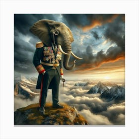 Colonel Elephant On Top Of A Mountain 1 Canvas Print