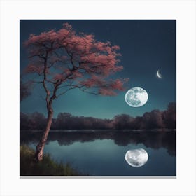 Moon And Tree Canvas Print