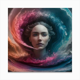 Woman In The Ocean Canvas Print