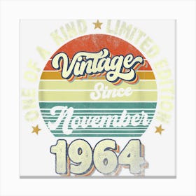 Retro Vintage Since November 1964 58th Birthday 58 Year Old Canvas Print