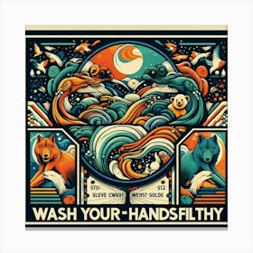 Wash Your Hands Filthy Animal Art Print 2 Canvas Print