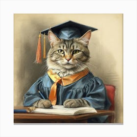 Graduation Cat 5 Canvas Print